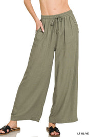 Breeze Wide-Leg Linen Blend Pants - FINAL SALE
