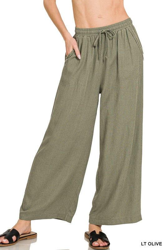 Breeze Wide-Leg Linen Blend Pants - FINAL SALE