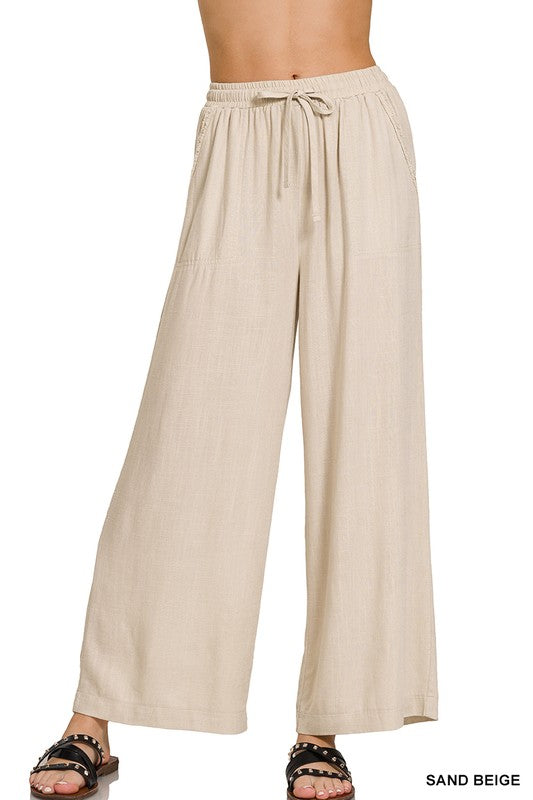 Breeze Wide-Leg Linen Blend Pants - FINAL SALE