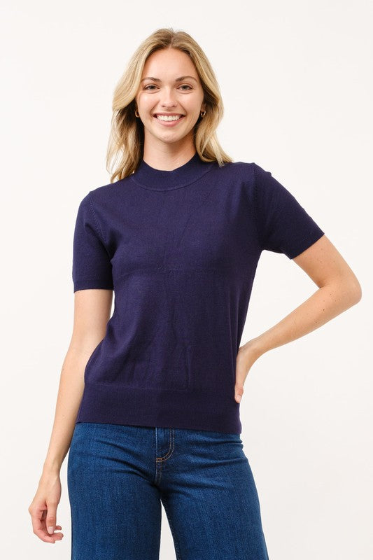 Siena Mock Neck Short Sleeve Sweater