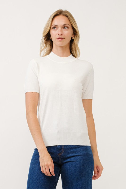 Siena Mock Neck Short Sleeve Sweater
