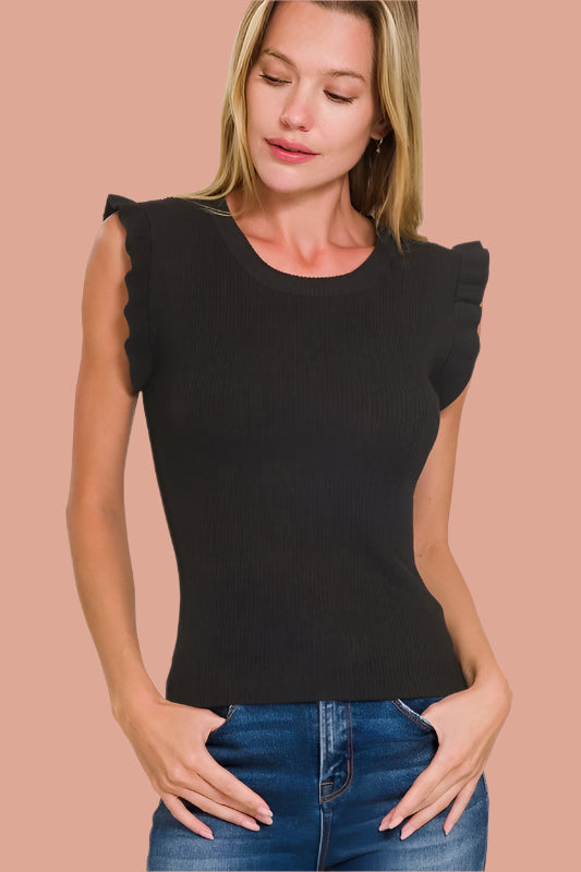 Delia Ruffle Sweater Vest - FINAL SALE