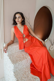 Crimson Charm Tie-Front Top - FINAL SALE