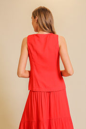 Crimson Charm Tie-Front Top - FINAL SALE