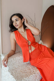 Crimson Charm Tie-Front Top - FINAL SALE