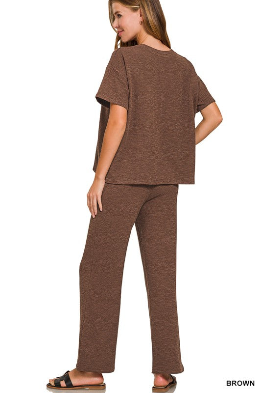 Luxe Slub Short Sleeve Top & Pants Set - FINAL SALE