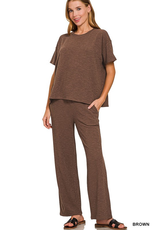 Luxe Slub Short Sleeve Top & Pants Set - FINAL SALE