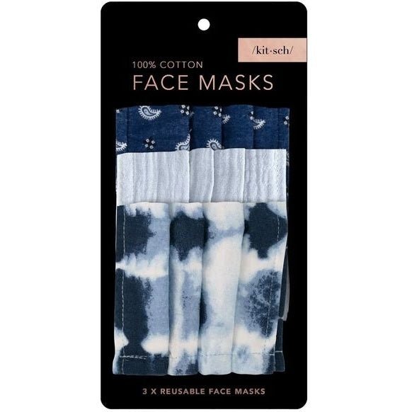 Cotton Mask 3pc Set - Blue Tie Dye - Style Bar
