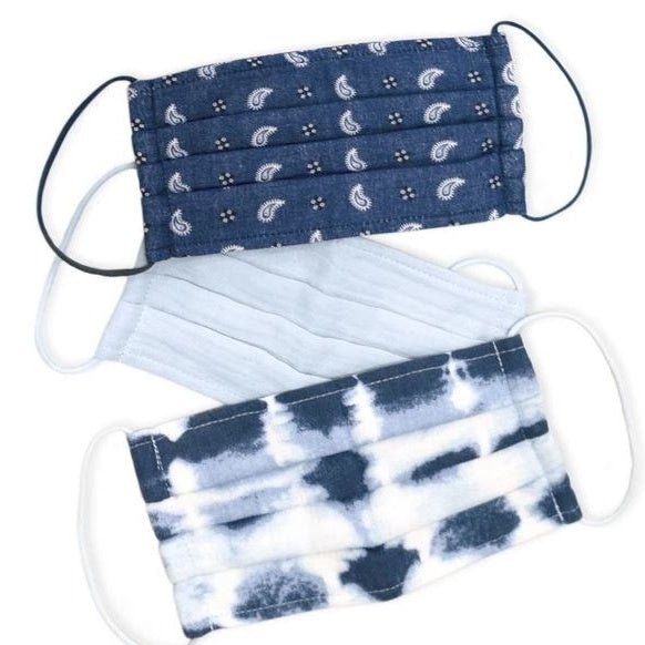 Cotton Mask 3pc Set - Blue Tie Dye - Style Bar