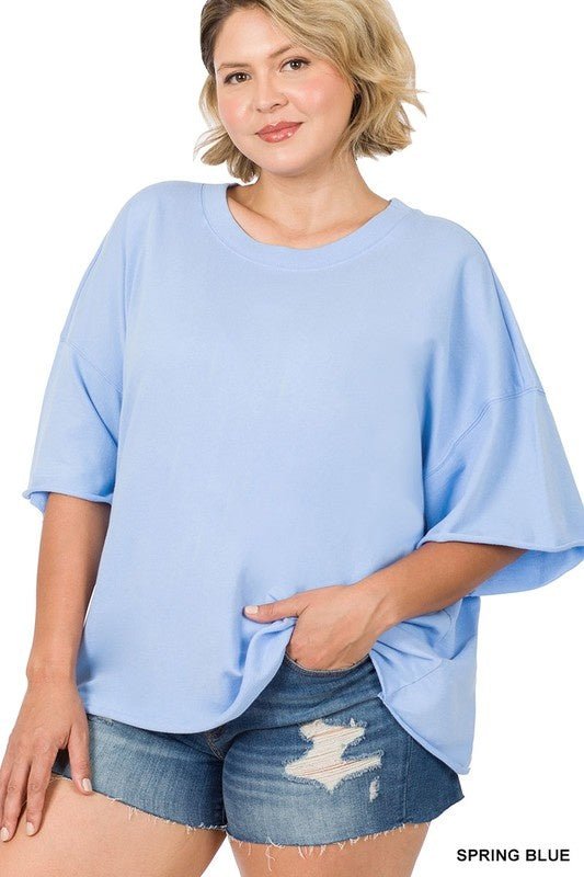 Curve French Terry Drop Shoulder Top - Style Bar