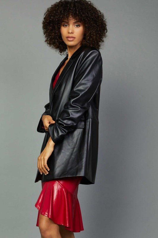 Stevie Faux Leather Blazer - Style Bar