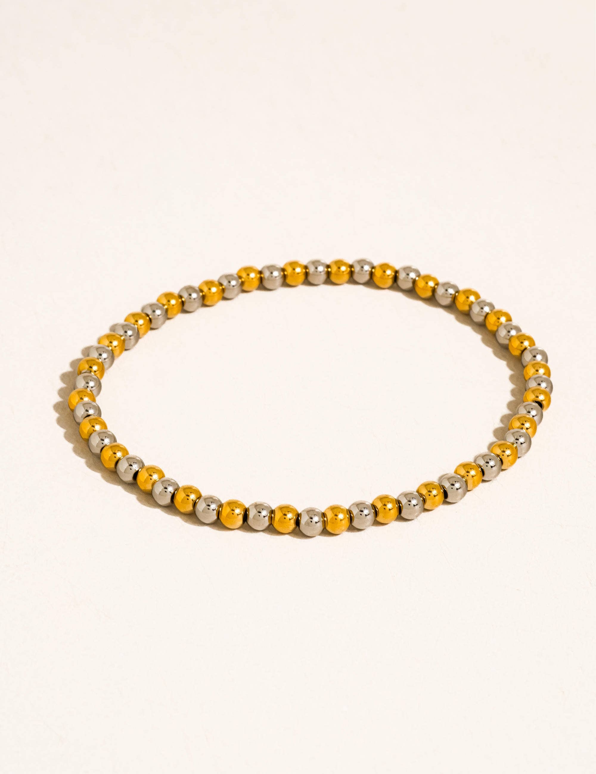 Perlisse 18K Gold Non-Tarnish Two Tone Beaded Bracelet