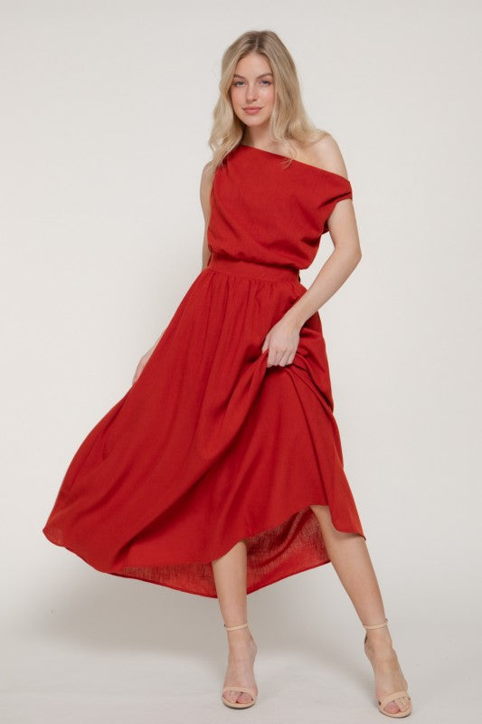Valencia One-Shoulder Midi Dress