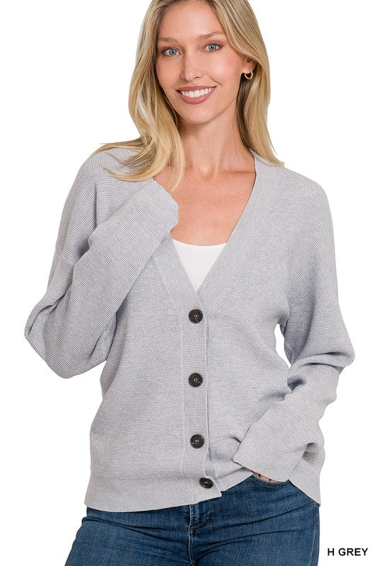 Isabella  Drop Shoulder Button Front Cardigan