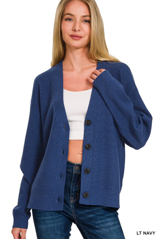 Isabella  Drop Shoulder Button Front Cardigan