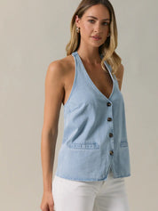 Coastal Denim Halter Vest