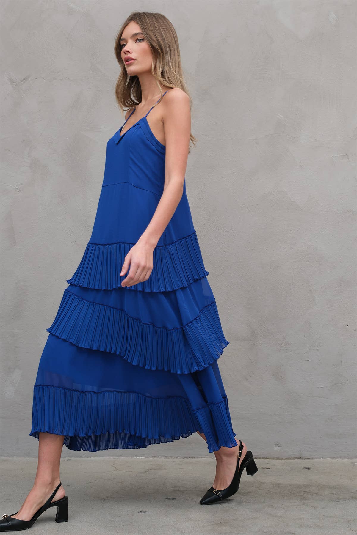 Celeste Asymmetrical Pleat Dress