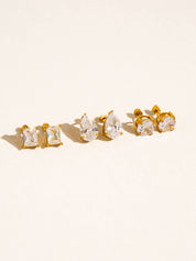 Avenn 18K Gold Non-Tarnish Round CZ Flat Back Earrings