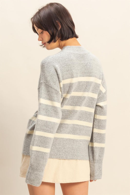 Emerson Stripe High-Neck Sweater