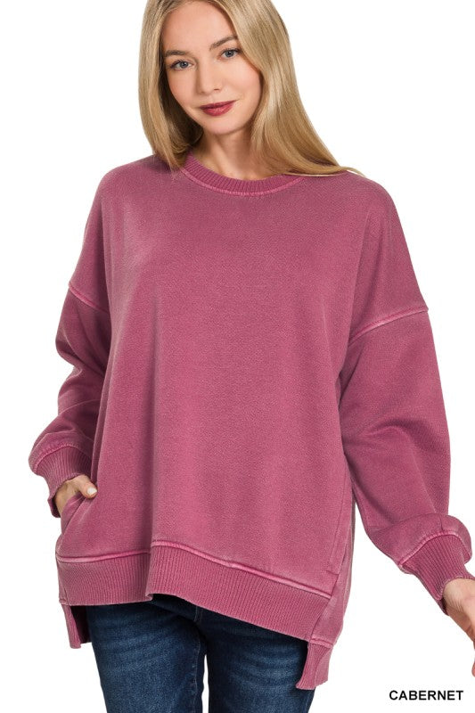 Ember Pigment Dye Hi-Low Hem Pullover