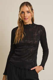 Serene Mock Neck Lace Top