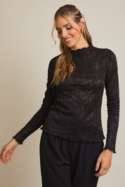 Serene Mock Neck Lace Top