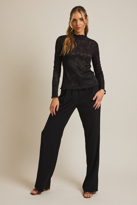 Serene Mock Neck Lace Top