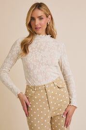 Serene Mock Neck Lace Top