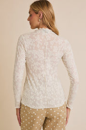 Serene Mock Neck Lace Top