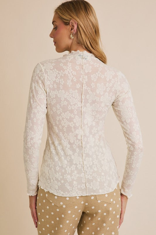 Serene Mock Neck Lace Top