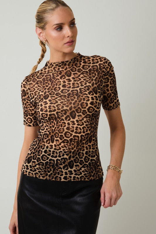 Halo Mock Neck Mesh Top