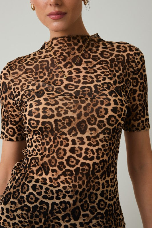 Halo Mock Neck Mesh Top