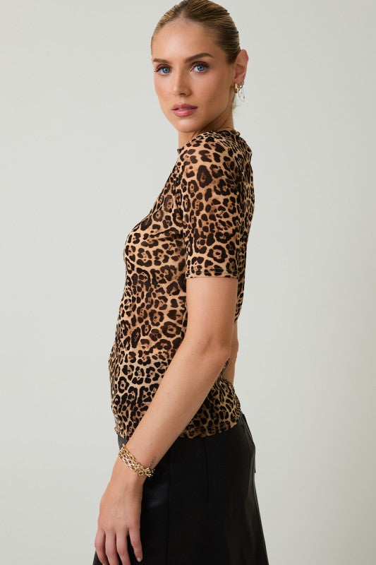 Halo Mock Neck Mesh Top