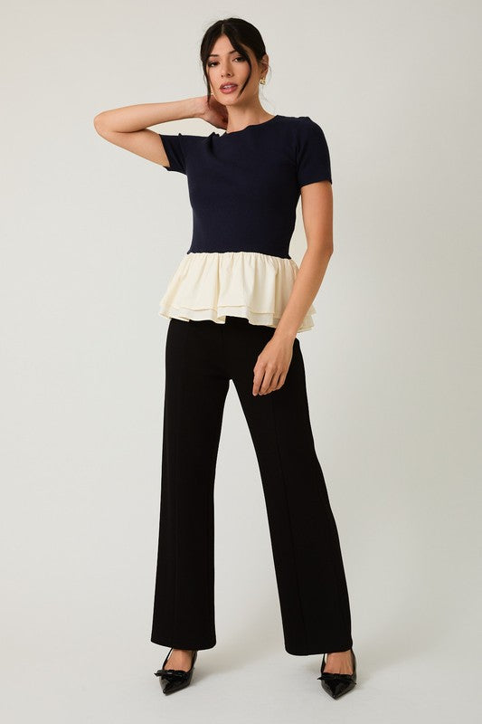 Blend Knit and Woven Mic Peplum