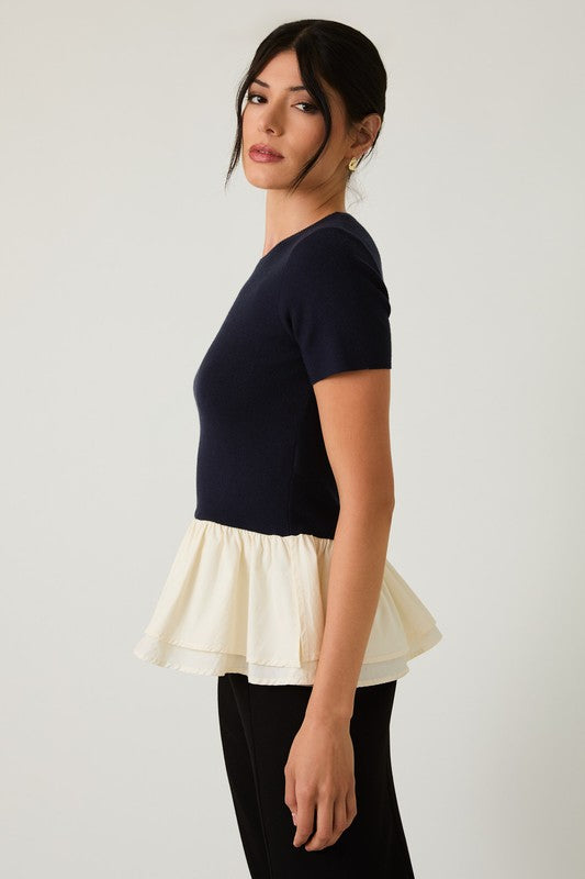 Blend Knit and Woven Mic Peplum