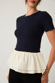 Blend Knit and Woven Mic Peplum