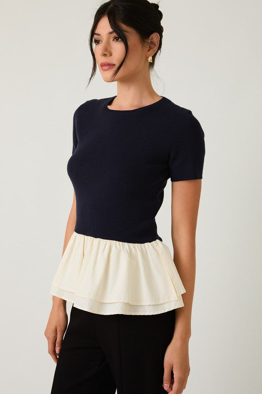 Blend Knit and Woven Mic Peplum
