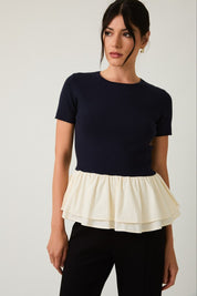 Blend Knit and Woven Mic Peplum