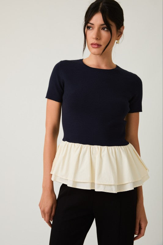Blend Knit and Woven Mic Peplum