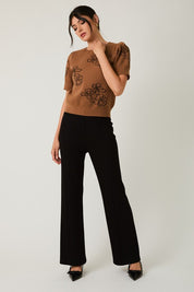 Petal Puff Sleeve Flower Sweater