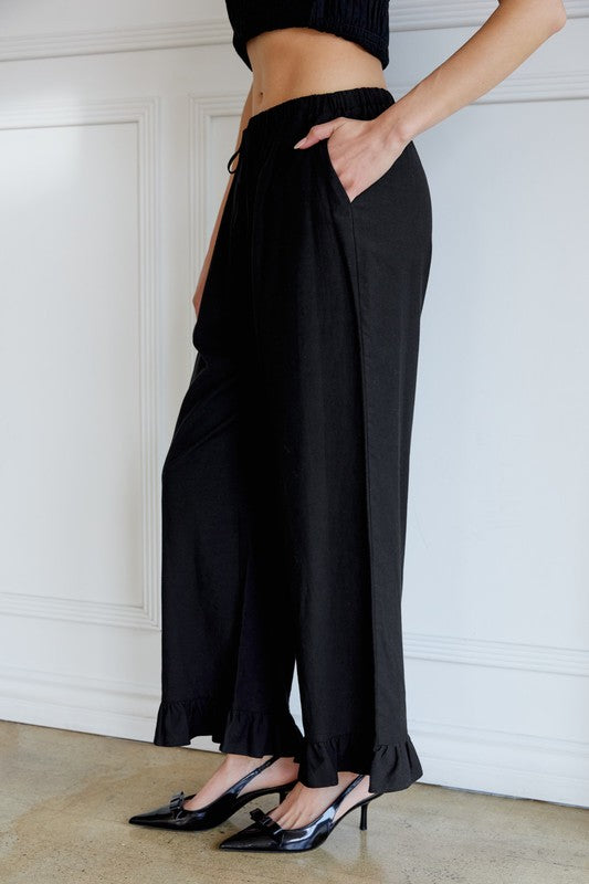 Flounce Ruffle Detail Pants