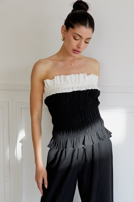 Glow Strapless Smocked Top