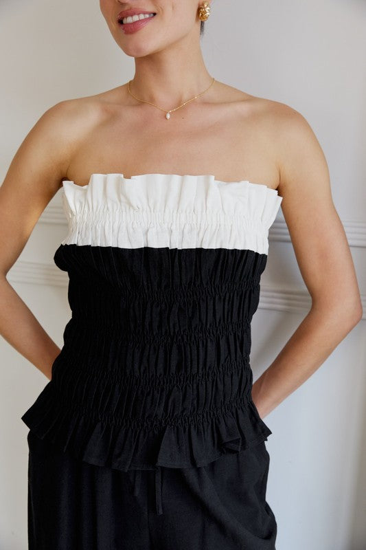 Glow Strapless Smocked Top