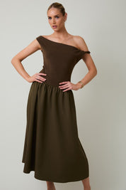 Spiral Twist Detail Midi Dress