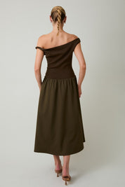 Spiral Twist Detail Midi Dress