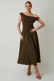Spiral Twist Detail Midi Dress