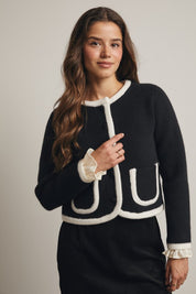 Edge Contrast Trim Cardigan