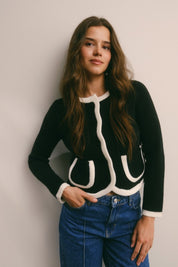 Edge Contrast Trim Cardigan