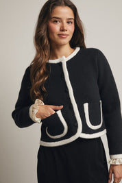 Edge Contrast Trim Cardigan