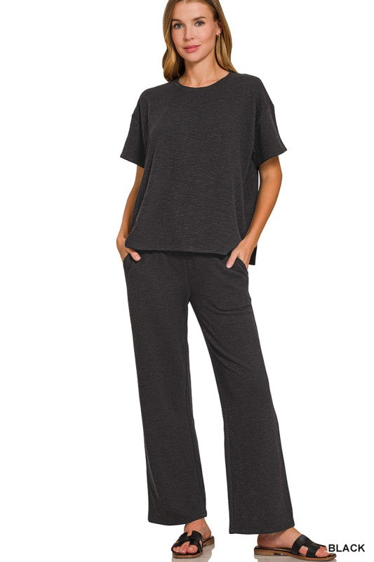 Luxe Slub Short Sleeve Top & Pants Set